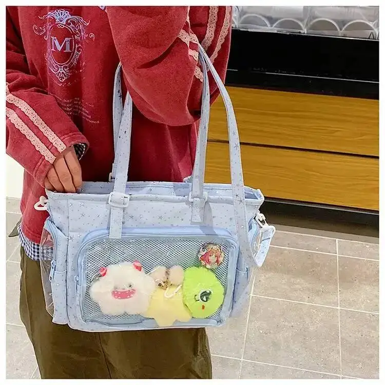 New Y2K Cute Star Bling Ita Bag Women's Fashion Shoulder Bag Lolita Girl Transparent Tote Bag DIY Display Crossbody Bag Handbags