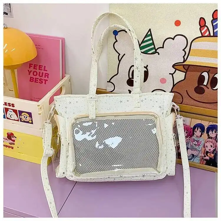 New Y2K Cute Star Bling Ita Bag Women's Fashion Shoulder Bag Lolita Girl Transparent Tote Bag DIY Display Crossbody Bag Handbags