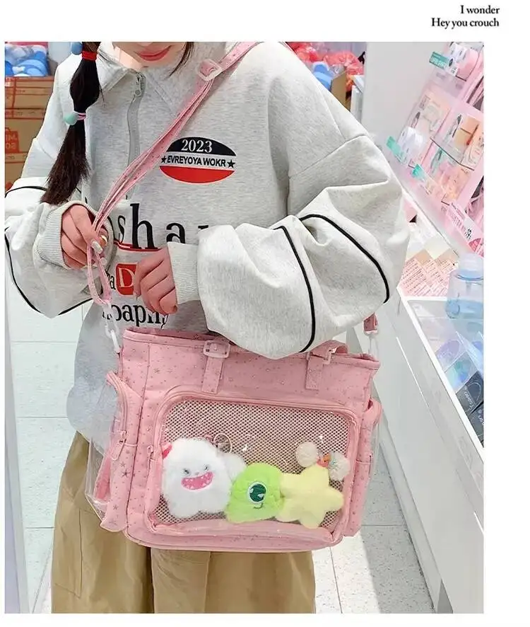 New Y2K Cute Star Bling Ita Bag Women's Fashion Shoulder Bag Lolita Girl Transparent Tote Bag DIY Display Crossbody Bag Handbags