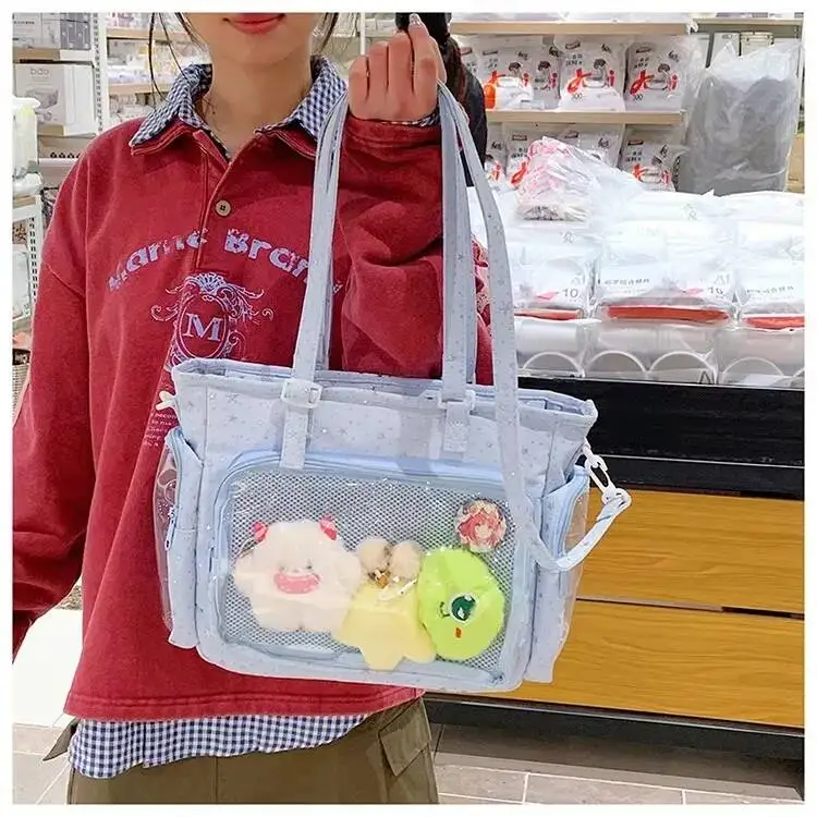 New Y2K Cute Star Bling Ita Bag Women's Fashion Shoulder Bag Lolita Girl Transparent Tote Bag DIY Display Crossbody Bag Handbags