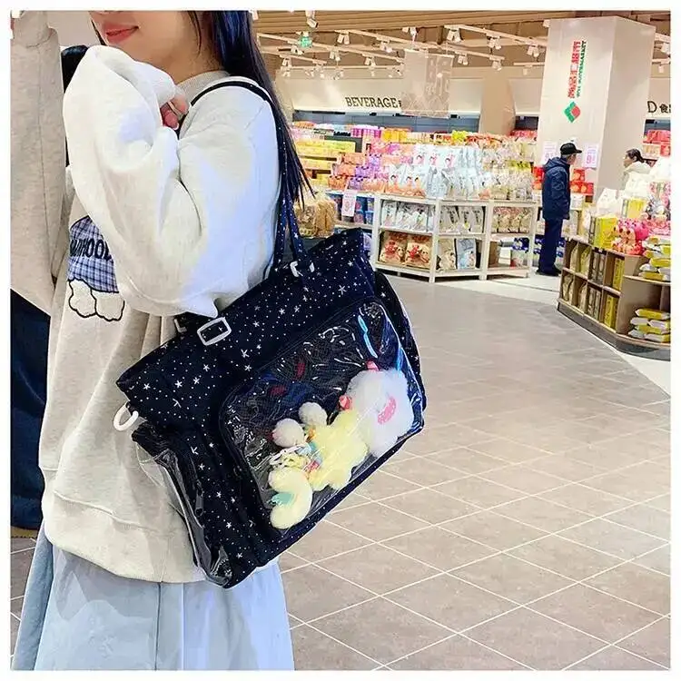 New Y2K Cute Star Bling Ita Bag Women's Fashion Shoulder Bag Lolita Girl Transparent Tote Bag DIY Display Crossbody Bag Handbags