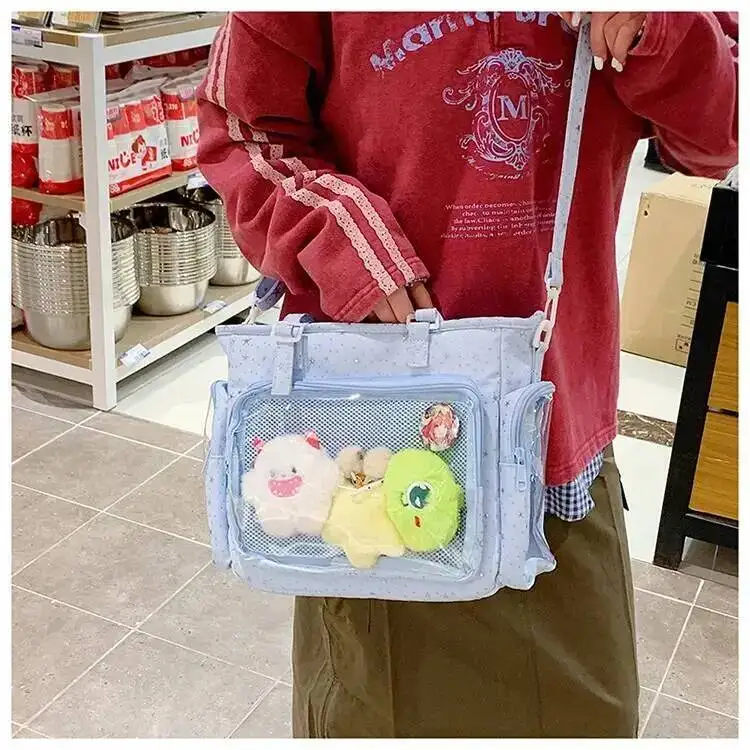 New Y2K Cute Star Bling Ita Bag Women's Fashion Shoulder Bag Lolita Girl Transparent Tote Bag DIY Display Crossbody Bag Handbags