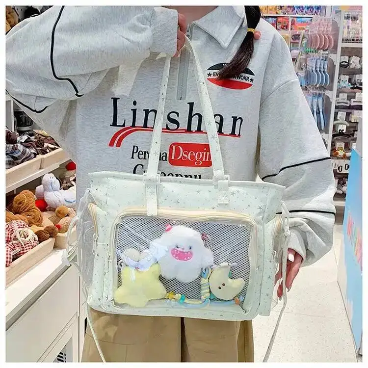 New Y2K Cute Star Bling Ita Bag Women's Fashion Shoulder Bag Lolita Girl Transparent Tote Bag DIY Display Crossbody Bag Handbags