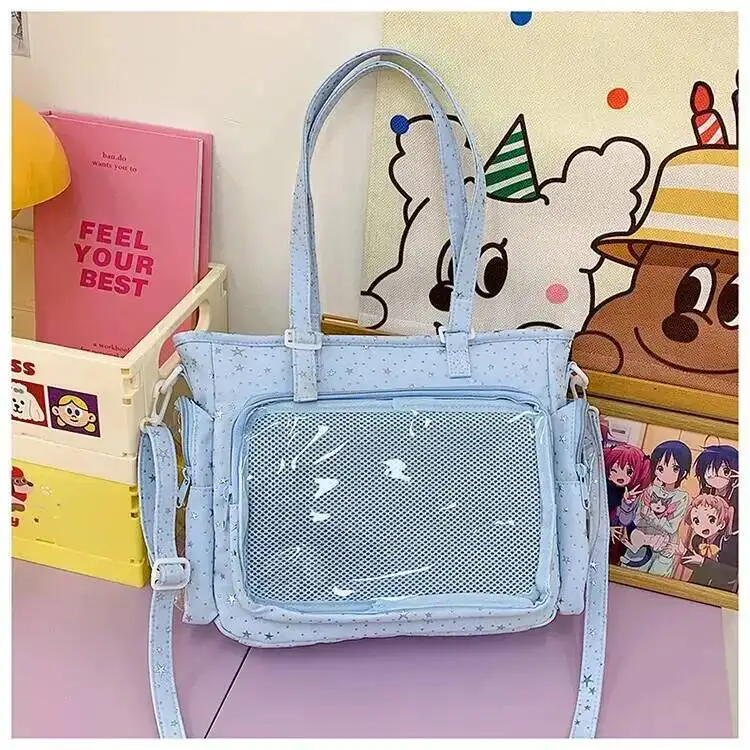 New Y2K Cute Star Bling Ita Bag Women's Fashion Shoulder Bag Lolita Girl Transparent Tote Bag DIY Display Crossbody Bag Handbags