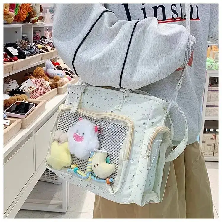 New Y2K Cute Star Bling Ita Bag Women's Fashion Shoulder Bag Lolita Girl Transparent Tote Bag DIY Display Crossbody Bag Handbags