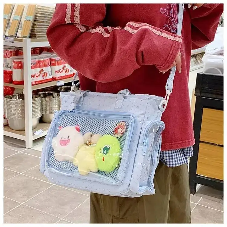 New Y2K Cute Star Bling Ita Bag Women's Fashion Shoulder Bag Lolita Girl Transparent Tote Bag DIY Display Crossbody Bag Handbags