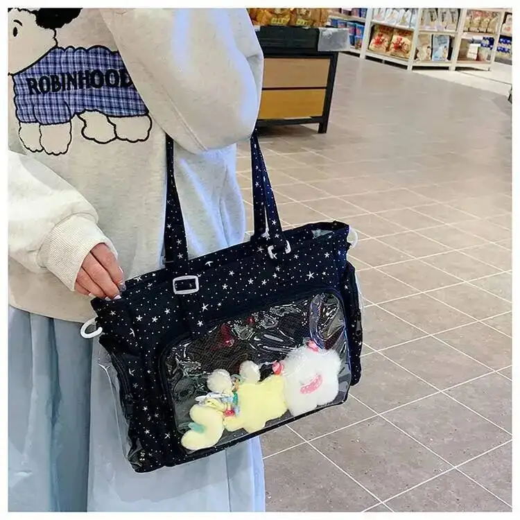 New Y2K Cute Star Bling Ita Bag Women's Fashion Shoulder Bag Lolita Girl Transparent Tote Bag DIY Display Crossbody Bag Handbags