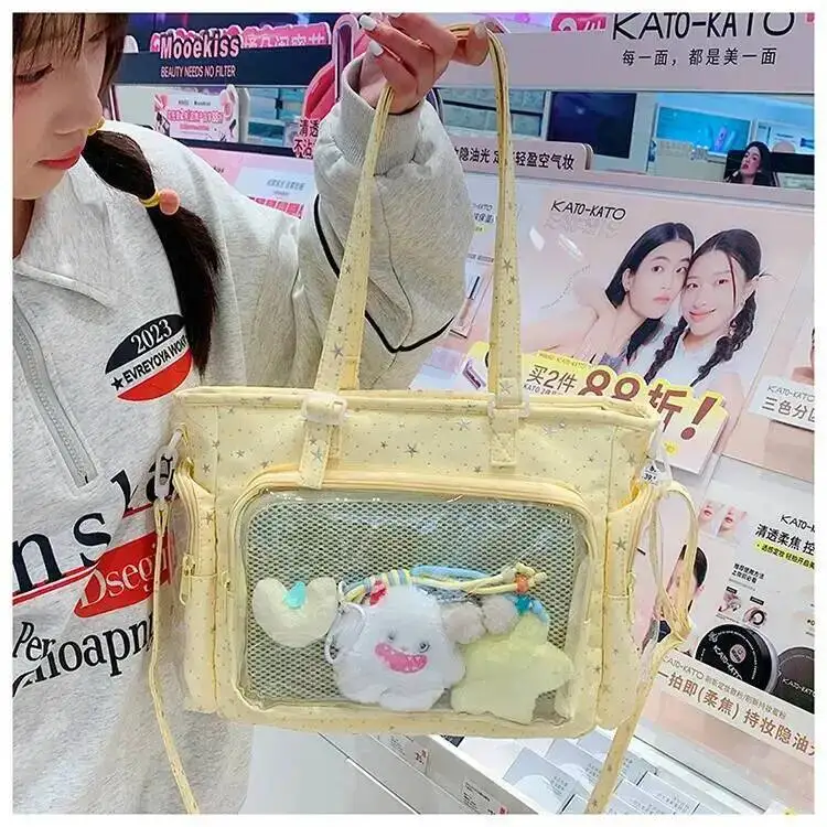 New Y2K Cute Star Bling Ita Bag Women's Fashion Shoulder Bag Lolita Girl Transparent Tote Bag DIY Display Crossbody Bag Handbags