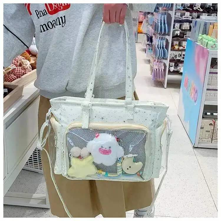 New Y2K Cute Star Bling Ita Bag Women's Fashion Shoulder Bag Lolita Girl Transparent Tote Bag DIY Display Crossbody Bag Handbags