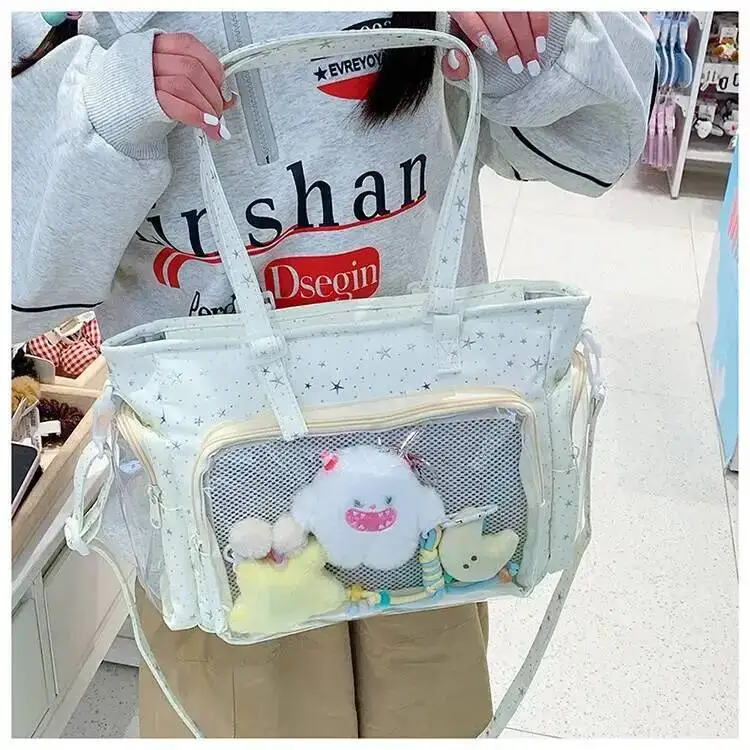 New Y2K Cute Star Bling Ita Bag Women's Fashion Shoulder Bag Lolita Girl Transparent Tote Bag DIY Display Crossbody Bag Handbags