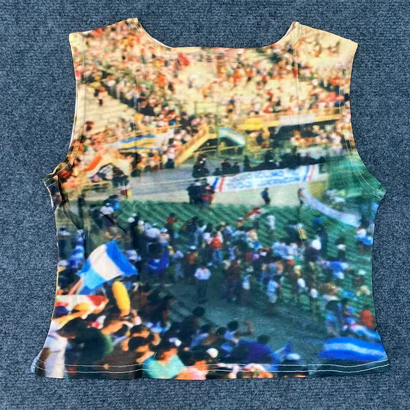 Spring and Summer New Cross-Border Women's Round Neck Vest Fashionable and Versatile Digital Printed Casual Top