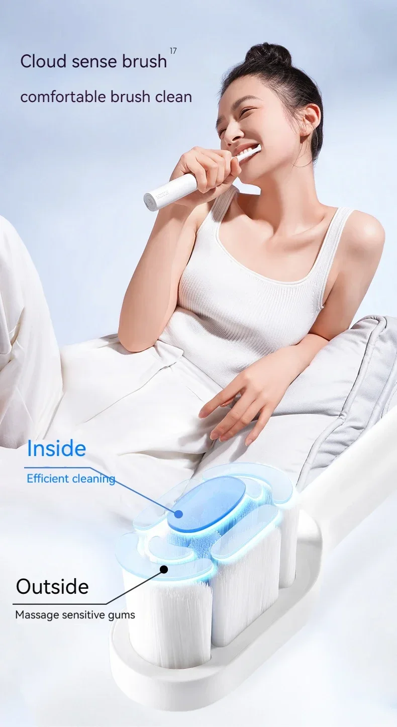 SOOCAS X3S Adult Sonic Electric Smart Toothbrush IPX8 Waterproof 180 Days Battery Life Ultrasonic Soft Cloud Toothbrush Heads