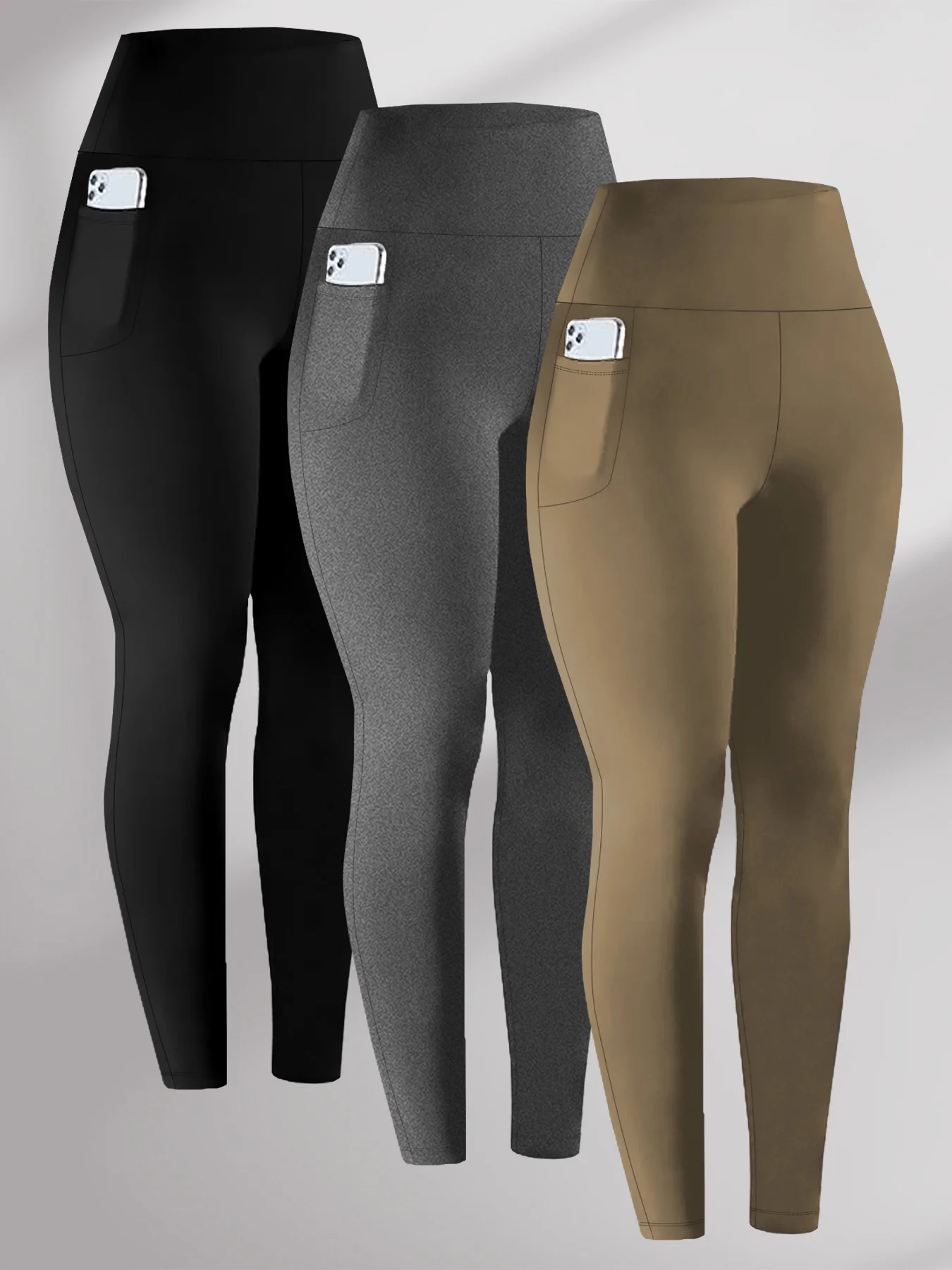 3 Pack High Waisted Leggings with Pockets Women Super Soft Tummy Control Yoga Workout Running Casual Home Wear