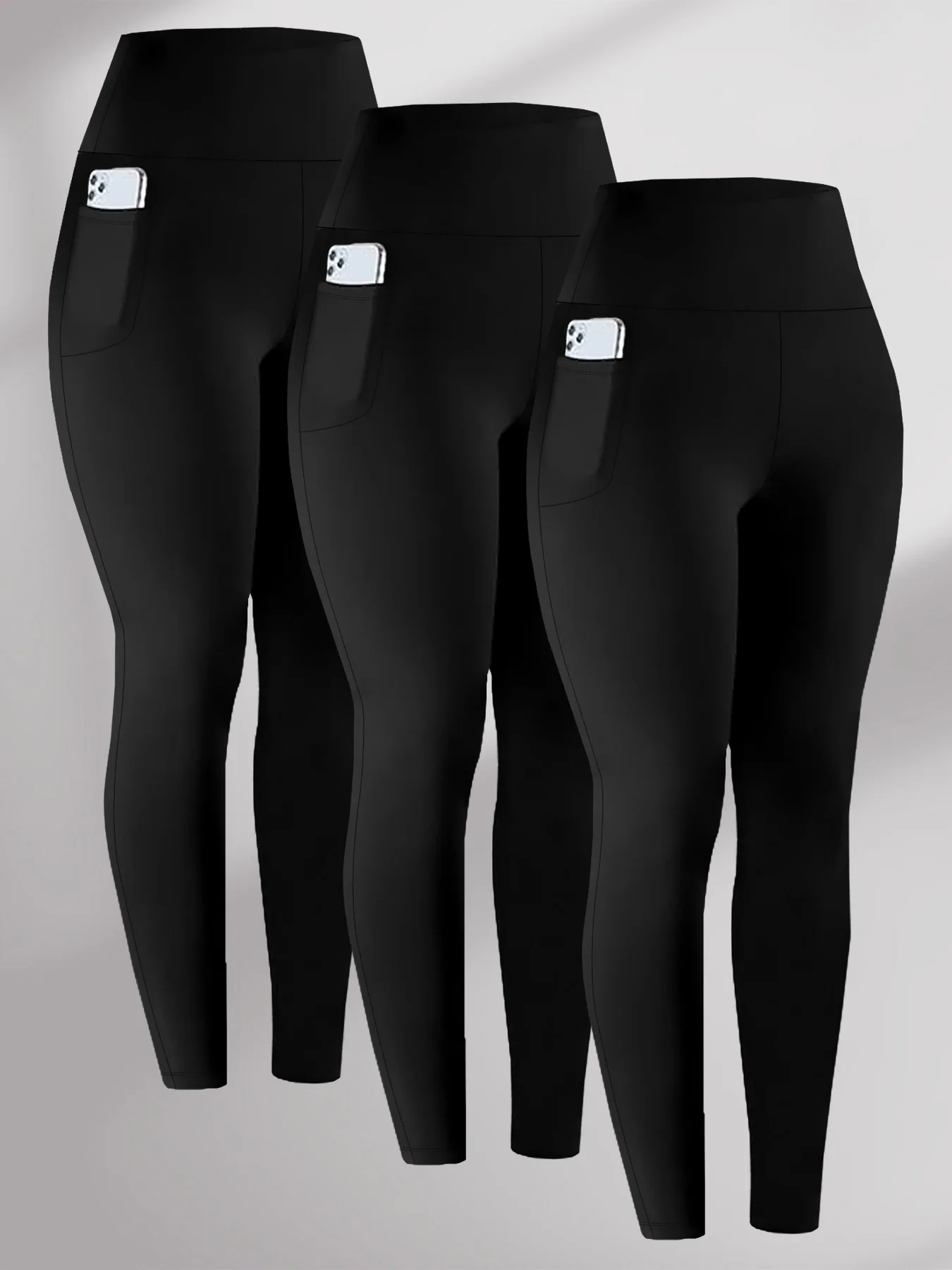 3 Pack High Waisted Leggings with Pockets Women Super Soft Tummy Control Yoga Workout Running Casual Home Wear