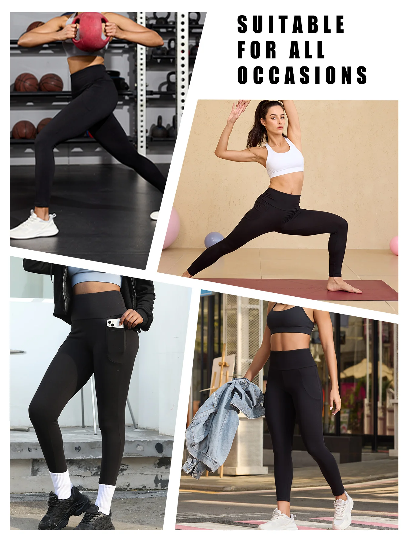 3 Pack High Waisted Leggings with Pockets Women Super Soft Tummy Control Yoga Workout Running Casual Home Wear