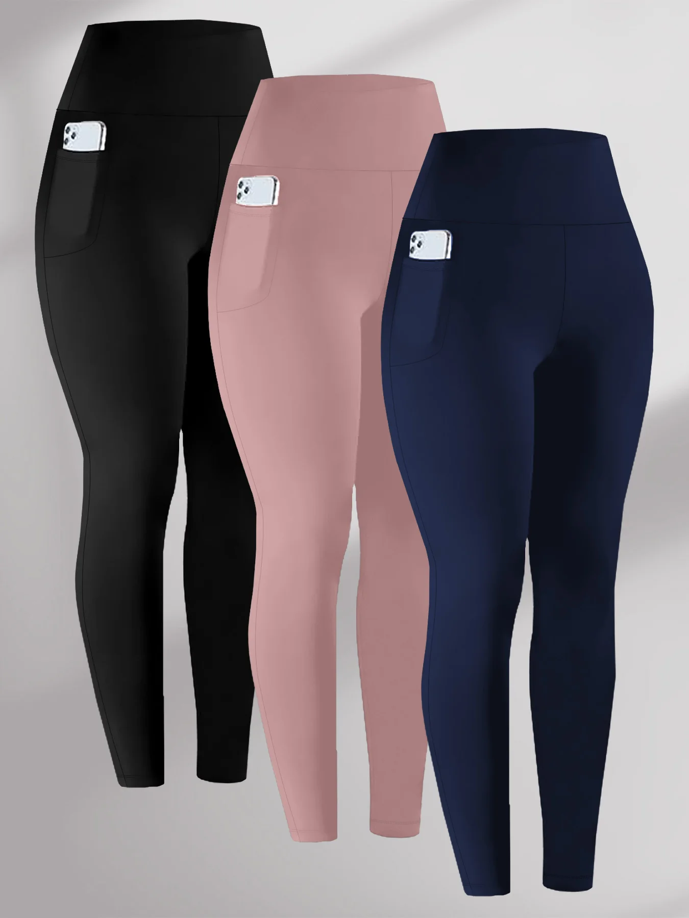3 Pack High Waisted Leggings with Pockets Women Super Soft Tummy Control Yoga Workout Running Casual Home Wear