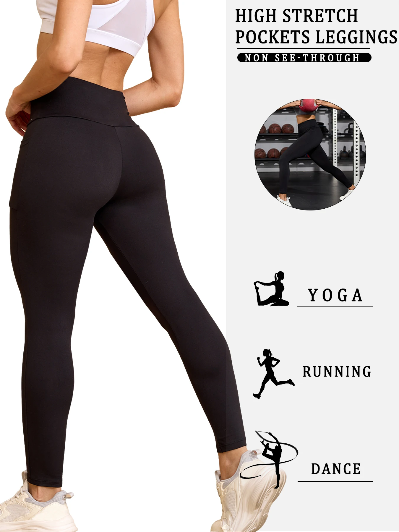 3 Pack High Waisted Leggings with Pockets Women Super Soft Tummy Control Yoga Workout Running Casual Home Wear