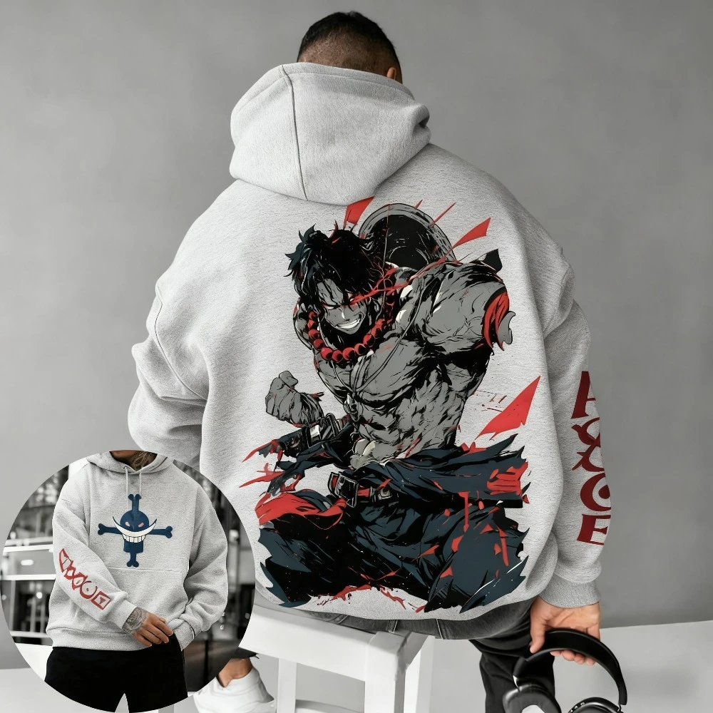 2026 New One Piece Portgas D Ace Printed Hoodie Sweatshirt Men's and Women's Hoodie Men's Tops Sports Hoodie Harajuku Y2K Hoodie