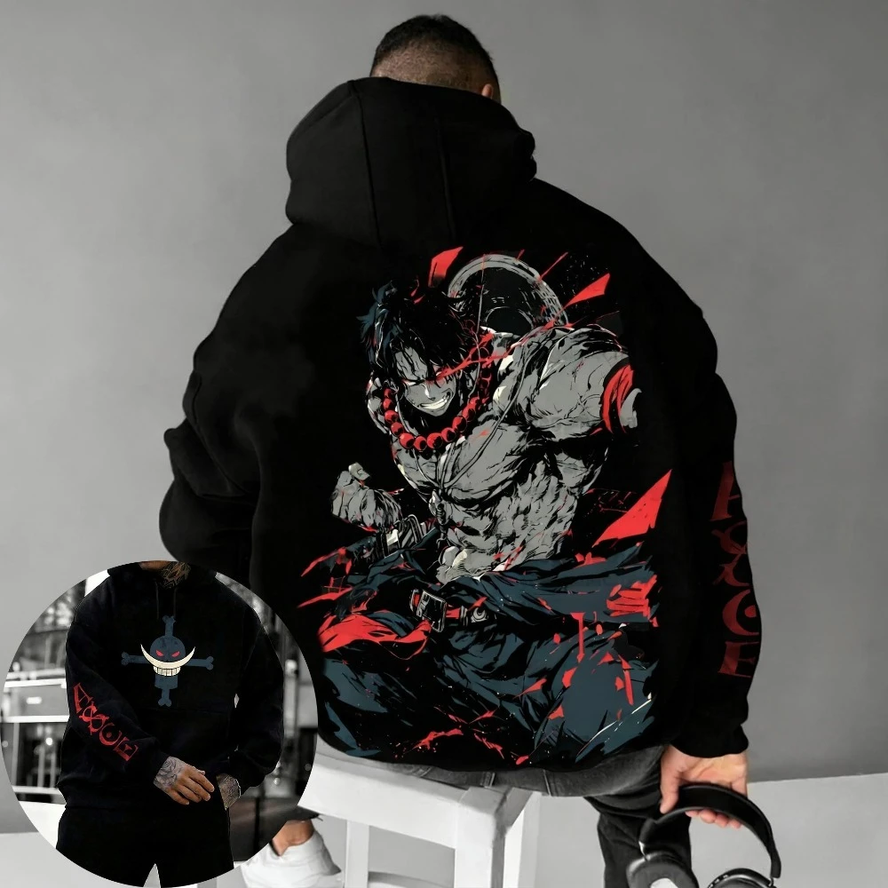 2026 New One Piece Portgas D Ace Printed Hoodie Sweatshirt Men's and Women's Hoodie Men's Tops Sports Hoodie Harajuku Y2K Hoodie