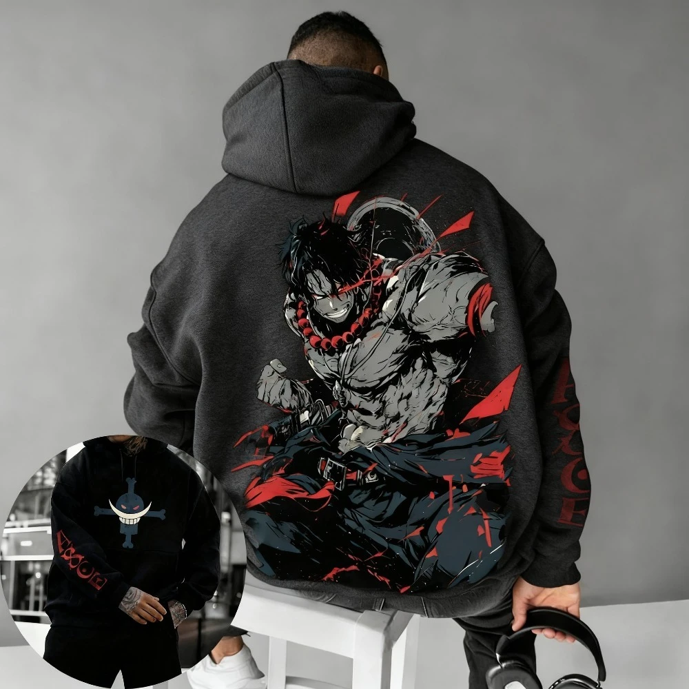 2026 New One Piece Portgas D Ace Printed Hoodie Sweatshirt Men's and Women's Hoodie Men's Tops Sports Hoodie Harajuku Y2K Hoodie