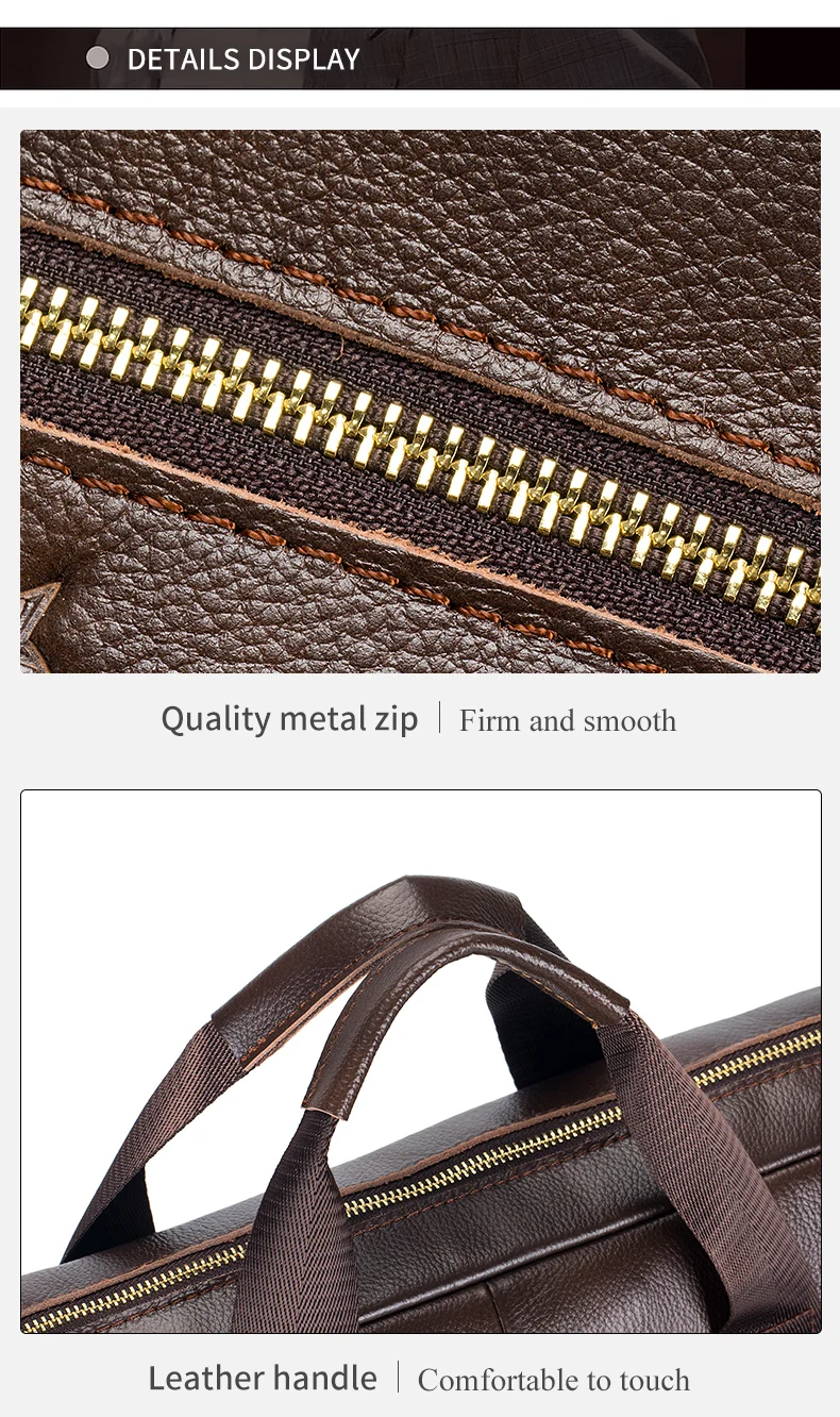 Men's Genuine Leather Luxury Briefcase 15.6 Inch Laptop Bag Business Office Handbag Computer Bag