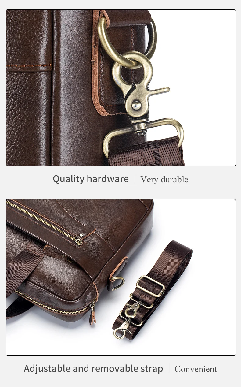 Men's Genuine Leather Luxury Briefcase 15.6 Inch Laptop Bag Business Office Handbag Computer Bag