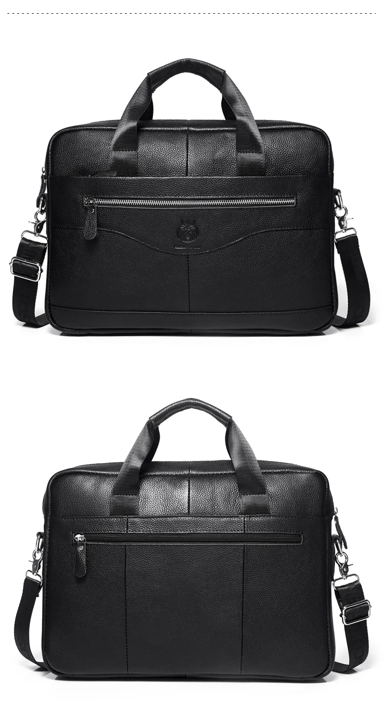 Men's Genuine Leather Luxury Briefcase 15.6 Inch Laptop Bag Business Office Handbag Computer Bag