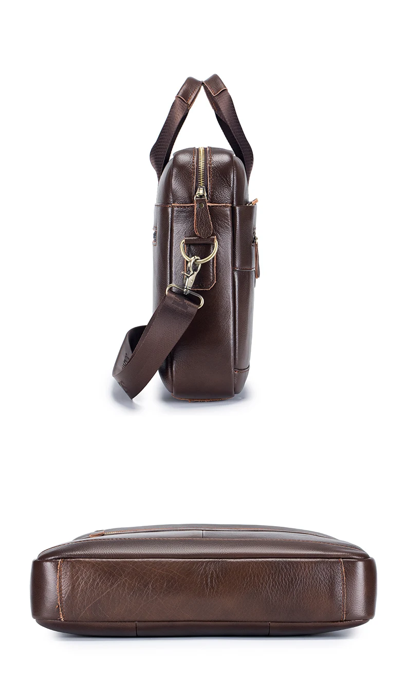Men's Genuine Leather Luxury Briefcase 15.6 Inch Laptop Bag Business Office Handbag Computer Bag