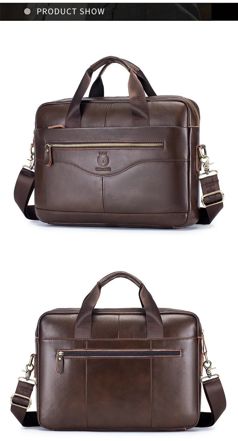 Men's Genuine Leather Luxury Briefcase 15.6 Inch Laptop Bag Business Office Handbag Computer Bag