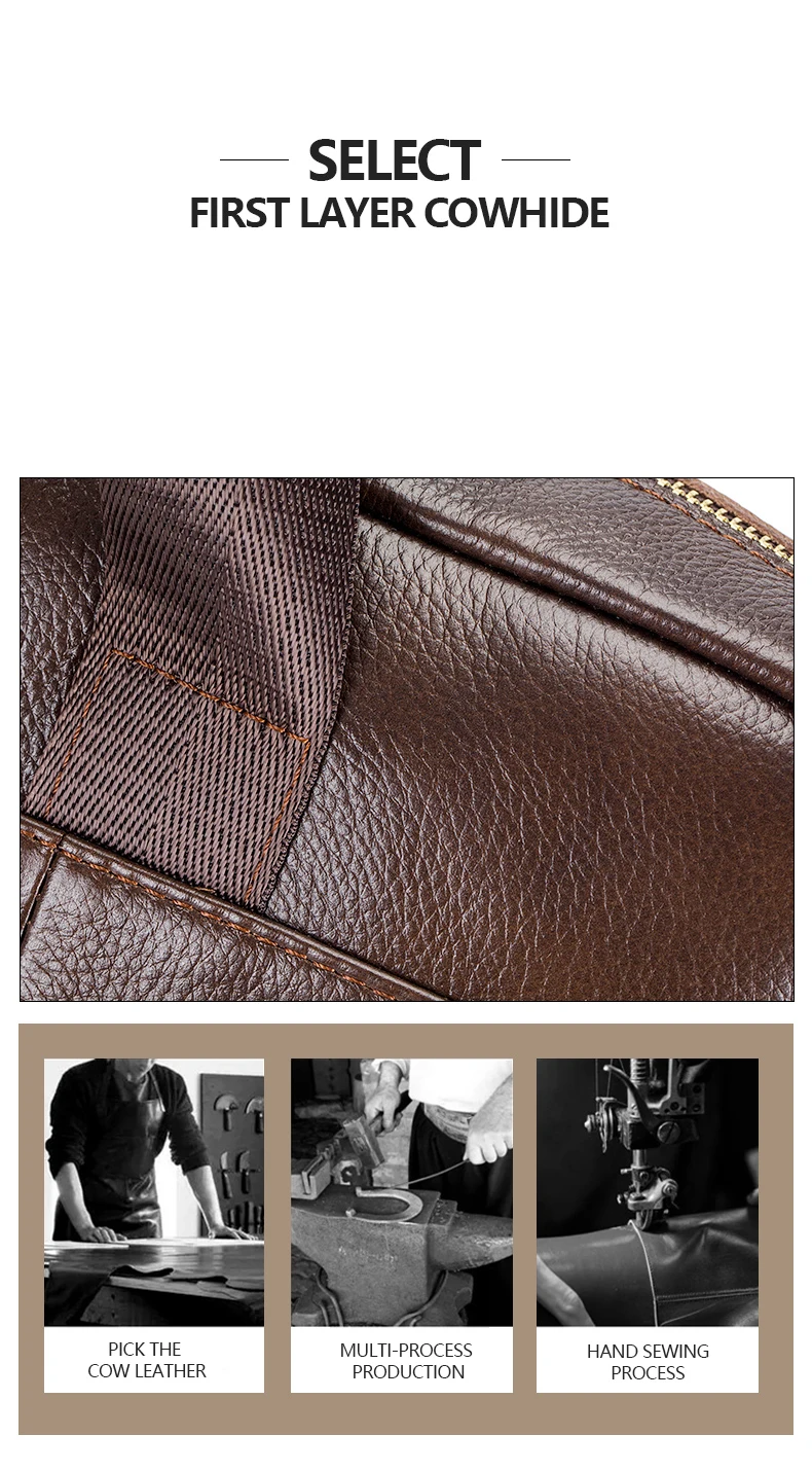 Men's Genuine Leather Luxury Briefcase 15.6 Inch Laptop Bag Business Office Handbag Computer Bag