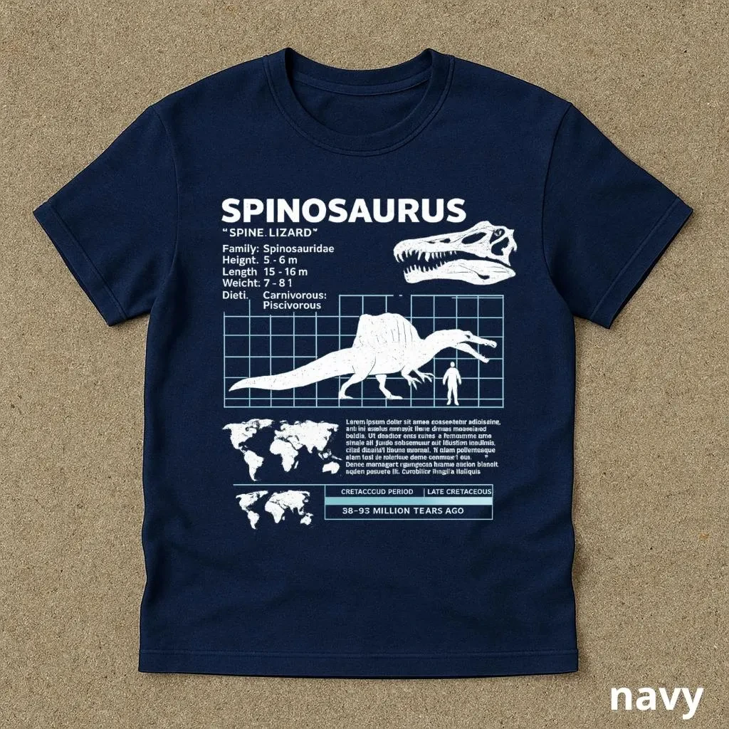 T-shirts with Spinosaurus data sheets 90s retro graphic T-shirts vintage Spinosaurus T-shirts unisex adult T-shirts