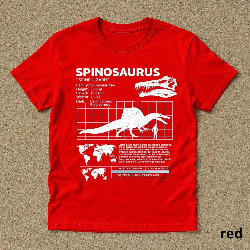 T-shirts with Spinosaurus data sheets 90s retro graphic T-shirts vintage Spinosaurus T-shirts unisex adult T-shirts