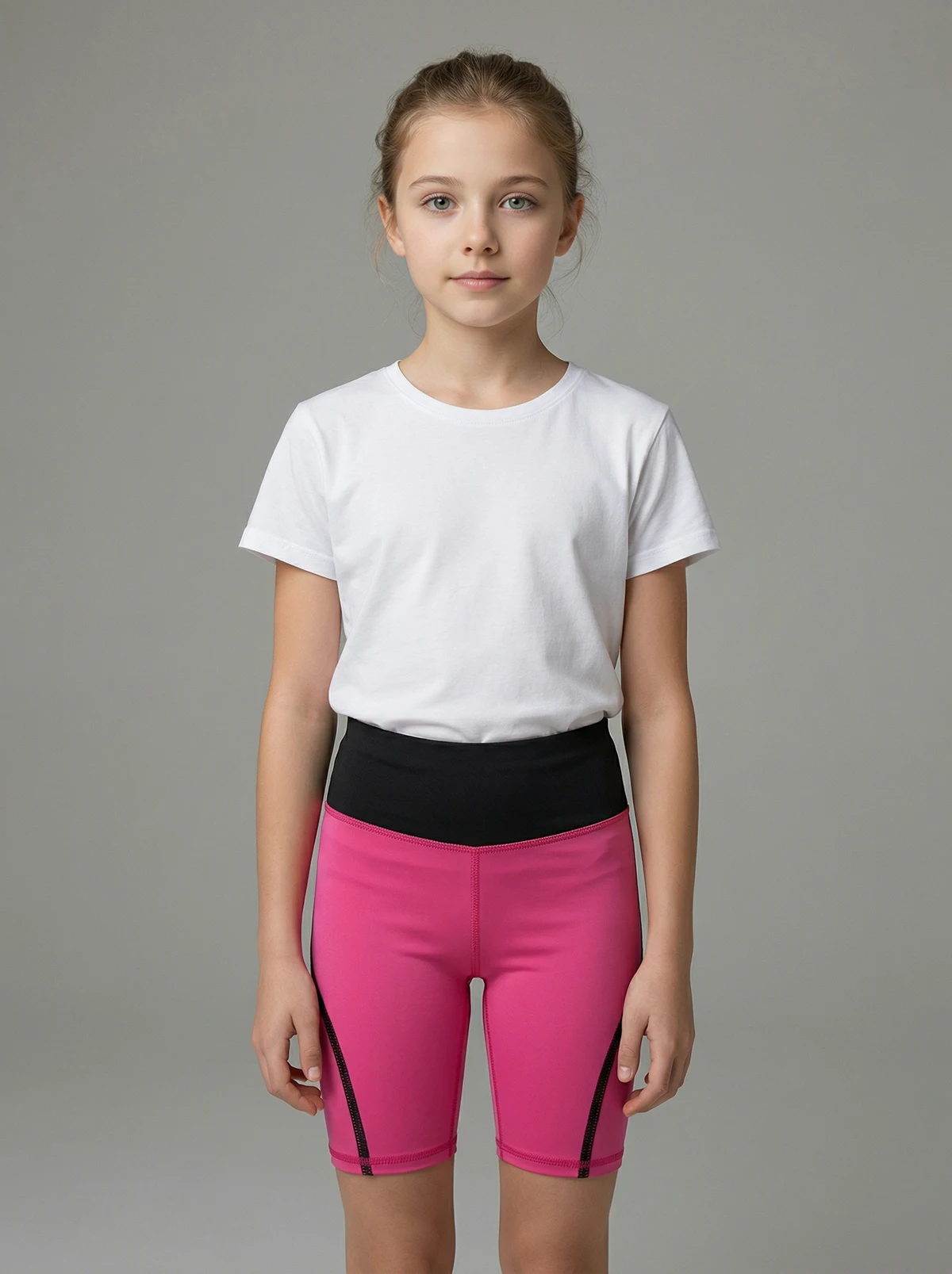 Girls' Color Block Cycling Shorts – High Waist Stretchy Bike Shorts for Running Sports 4-14Y