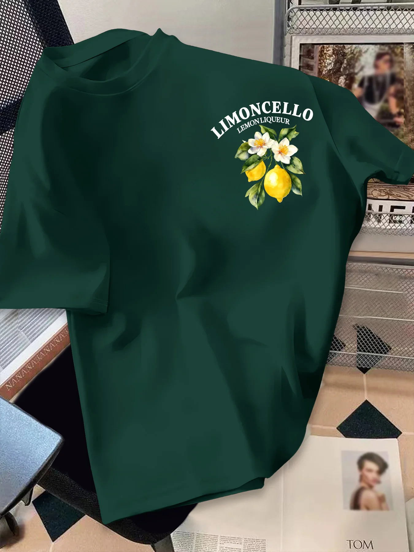 Men's Retro Style T-Shirt Limoncello Lemon Liqueur Print Crew Neck Short Sleeve Polyester Tops with "Refreshing" Text M-4XL