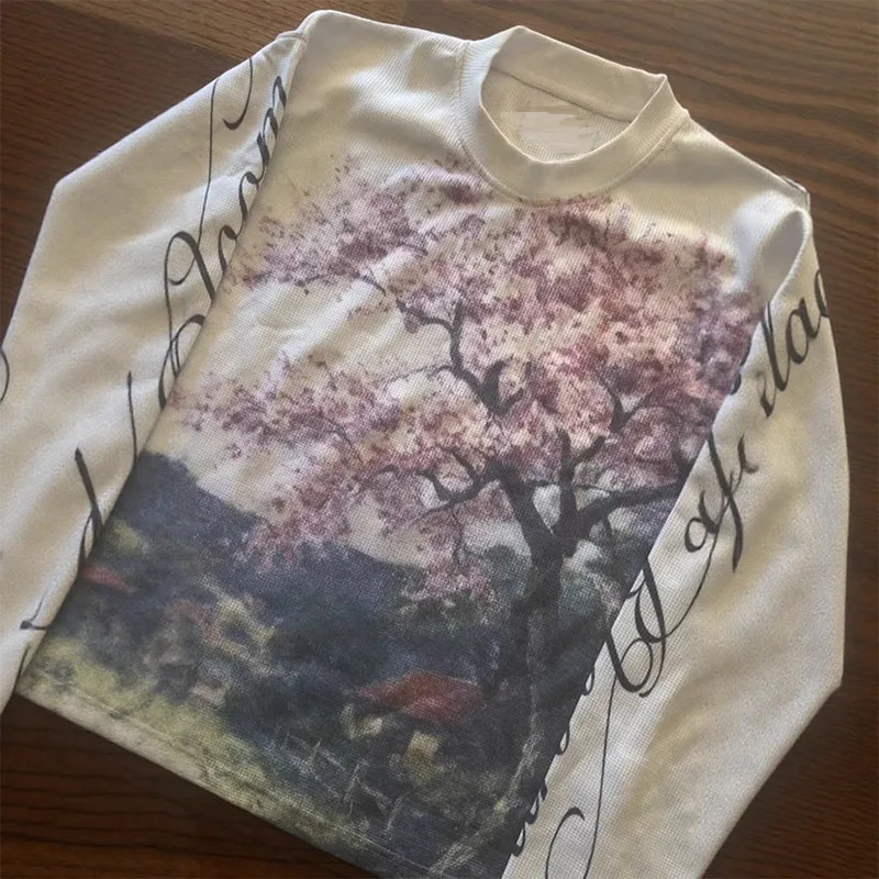 Casual Retro Fashion Floral Letter Printing Street Trend Unisex Style Retro Loose Long T-shirt Y2K style