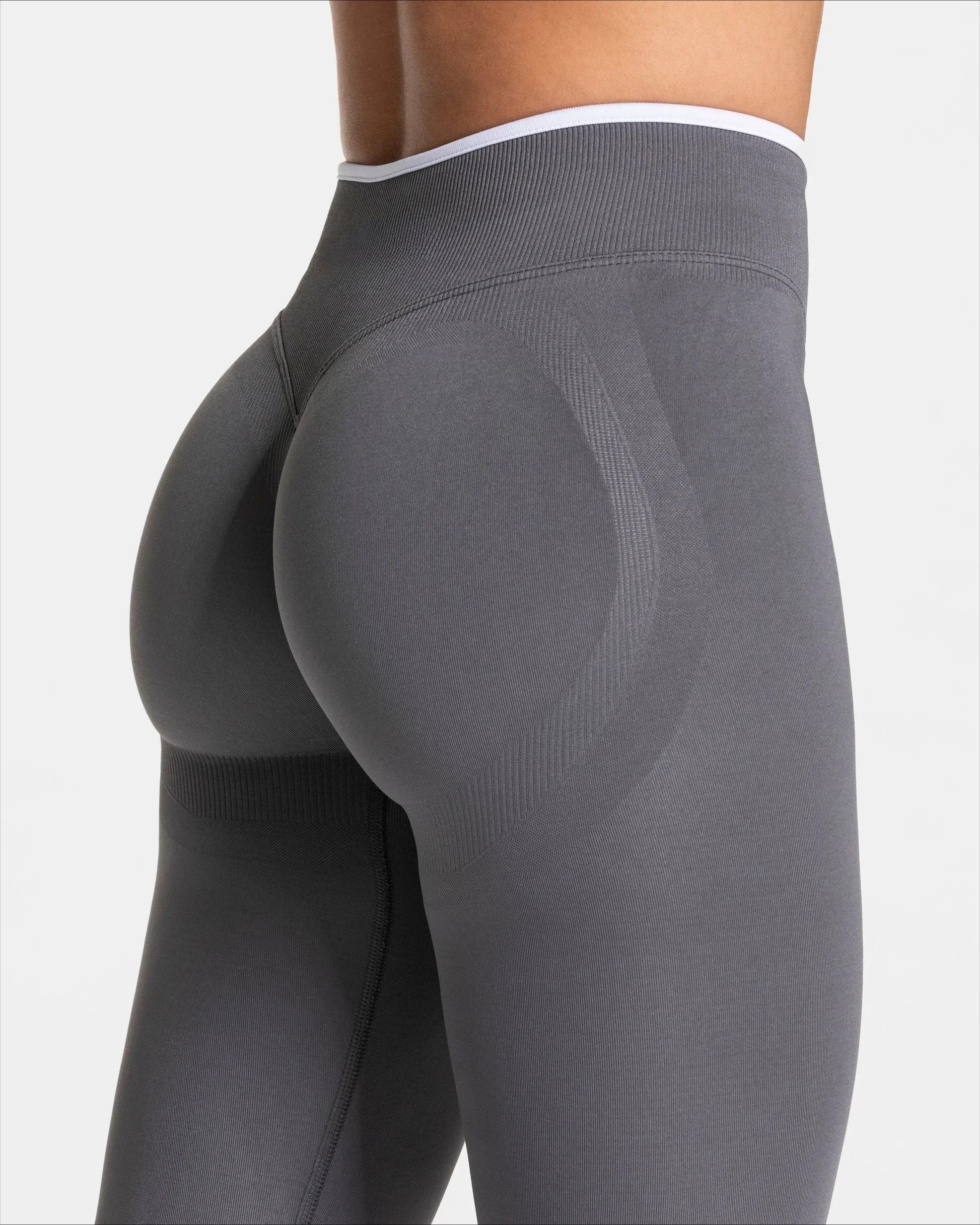 Women's Seamless High Waist Yoga Leggings White Edge Waist Solid Color Hip Lifting Tight Sports Pants for Gym Running Exercise