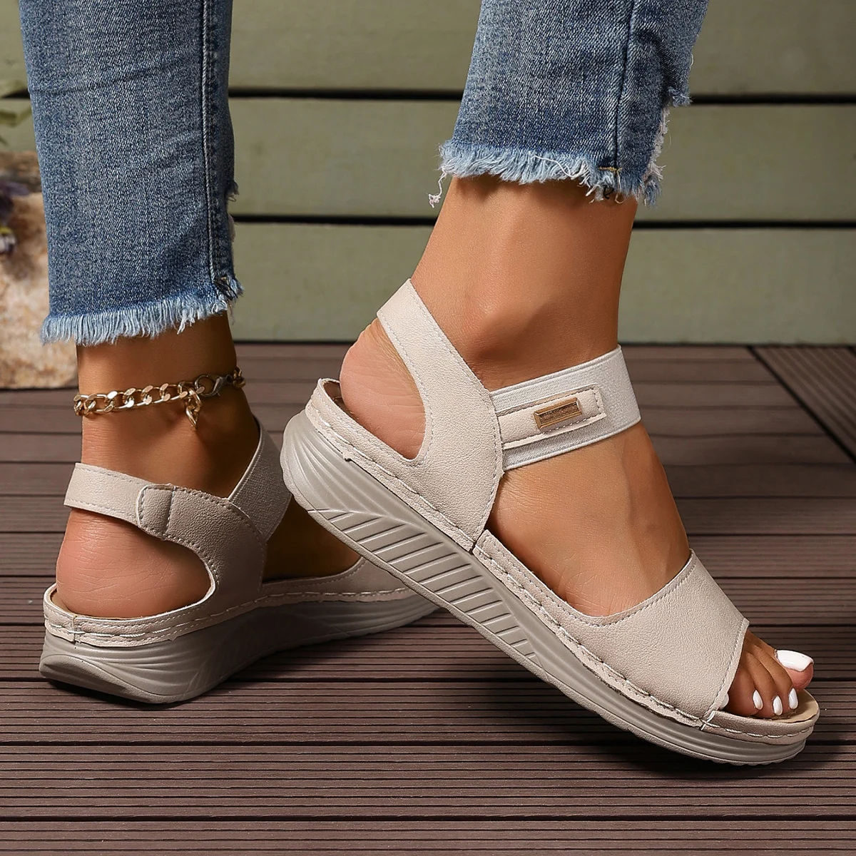 2026 New Women's Summer Casual Wedge Sandals Lightweight Platform Walking Sandals Woman Plus Size Comfort Non Slip Beach Shoes