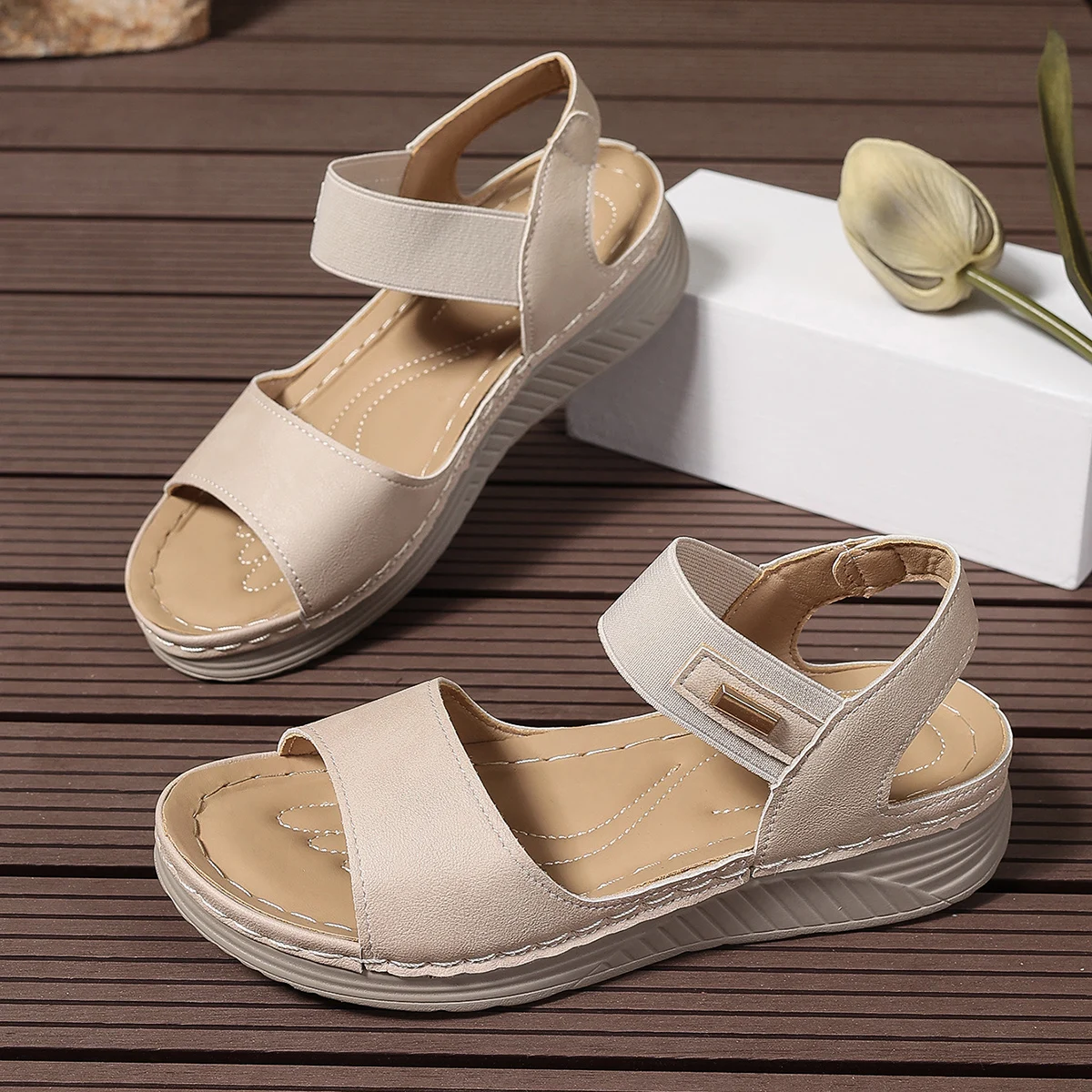 2026 New Women's Summer Casual Wedge Sandals Lightweight Platform Walking Sandals Woman Plus Size Comfort Non Slip Beach Shoes