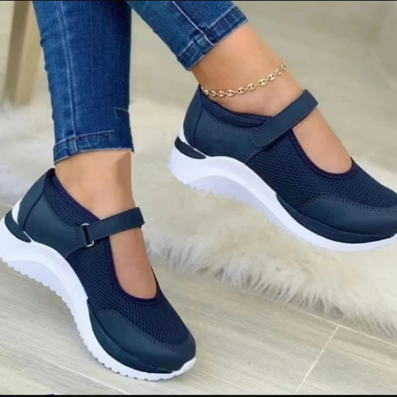 2026 Fashion Outdoor Breathable Mesh Vulcanized Sneakers Women's Shoes Flats Casual Platform Travel Walking Footwear Large Size