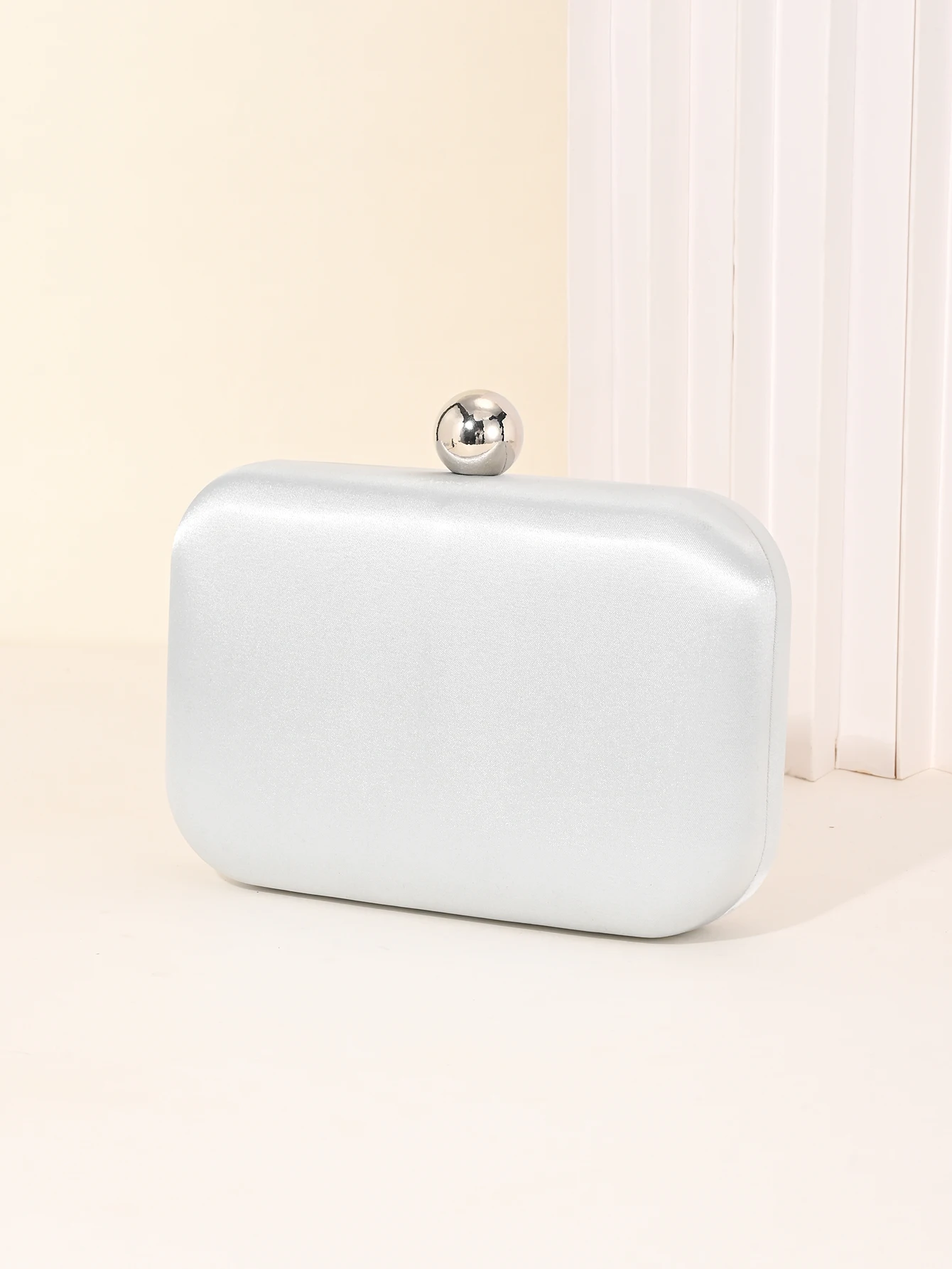Ladies' Evening Bag, Vintage Satin Clutch Square Bag, Elegant Evening Bag with Golden Spherical Lock and Detachable Chain