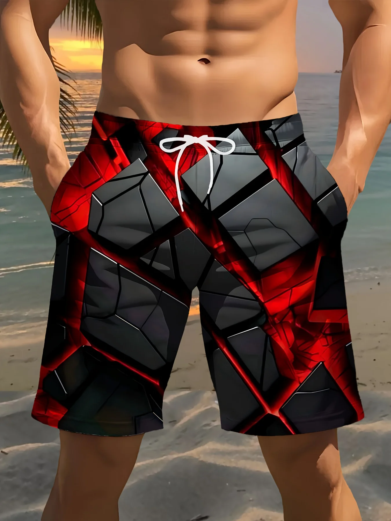 New Hot Selling Fashion Personalized 3D Geometric Beach Style 3D Printed Street Casual Y2k Shorts for The Summer of 2026