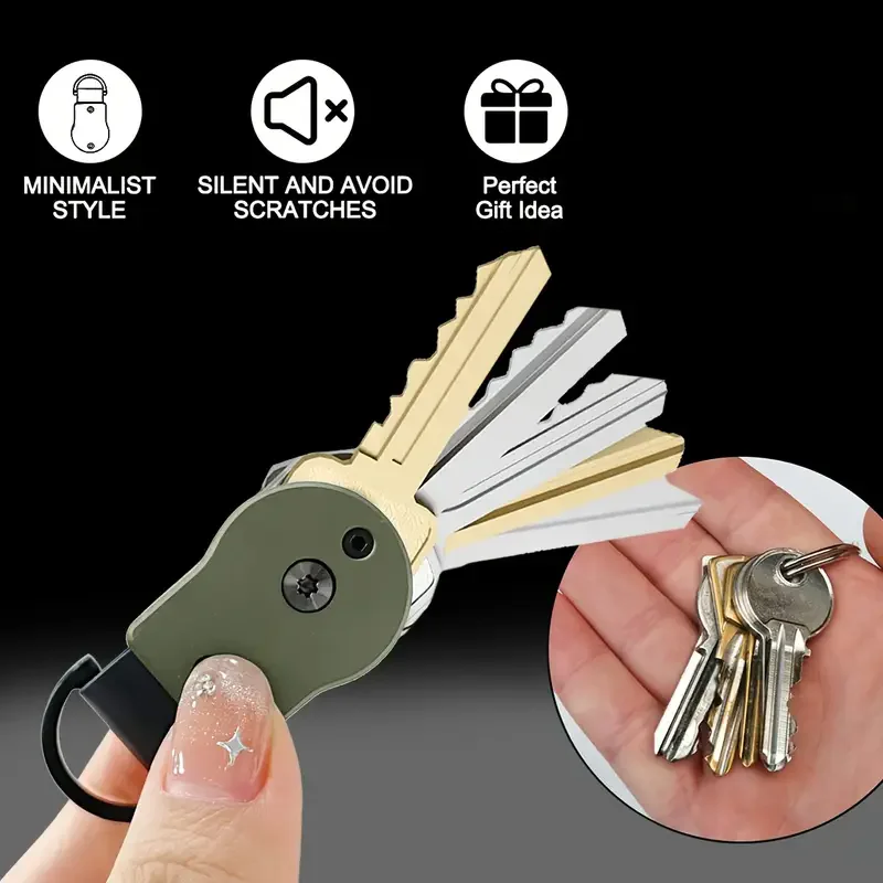 Compact Key Organizer Holder Metal Key Chain Minimalist Key Case for 1-5 Keys Secure Storage