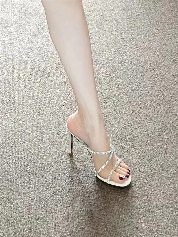 Women's versatile sandals, new stylish outdoor slippers, exquisite spring stiletto high heels, height increasing