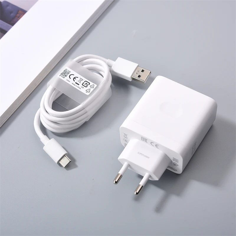 Original 80W SuperVooc Charger For OPPO Find N6 X8 X7 X6 X5 Reno 15 14 12 11 A6 Pro USB Fast Charging Adapter 6.5A Type C Cable