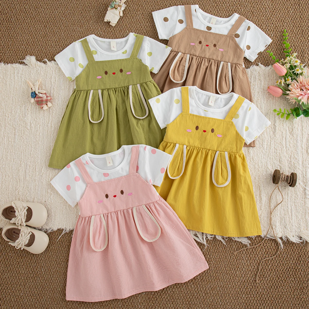 Baby Dress Summer Cartoon Cute Short-Sleeved Baby Girl Dress Sweet Beach Children's Dress Baby Girl Clothing