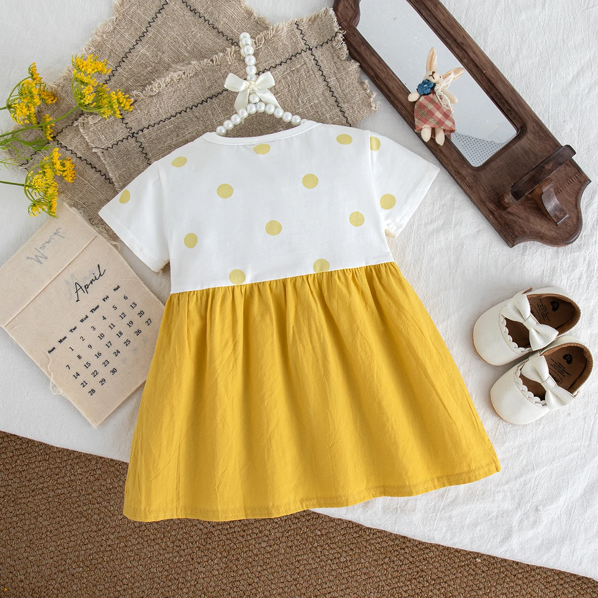 Baby Dress Summer Cartoon Cute Short-Sleeved Baby Girl Dress Sweet Beach Children's Dress Baby Girl Clothing