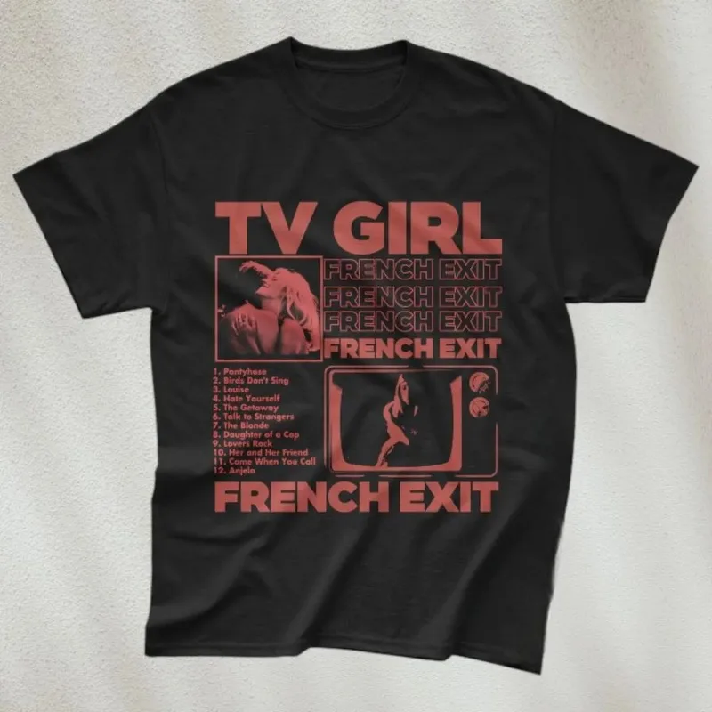 TV Girl Band T-shirt, Band Pattern T-shirt for Women, Summer New Retro Unisex Casual Fashion T-shirt