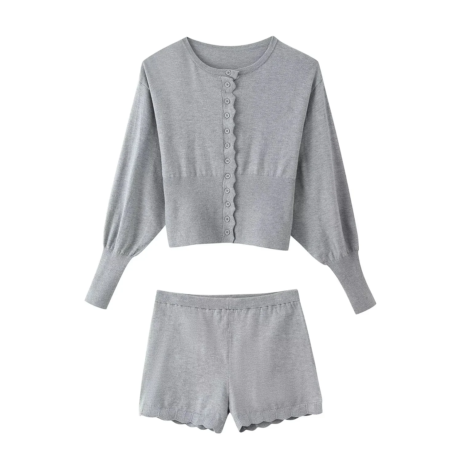 KONDALA Women Trendy Shorts Set Single Breasted Knitted Top Elastic Waist Shorts New Fashion 2026 Spring Summer Streetwear Set
