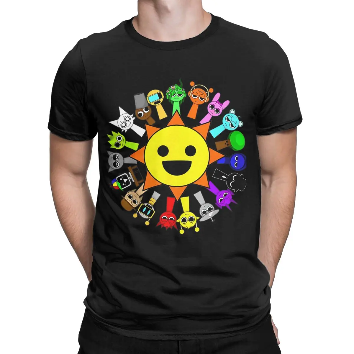 Funny Sprunki Toys Around Mr Sun T-Shirts Men Women Round Collar Cotton T Shirts Short Sleeve Tees New Arrival Clothing