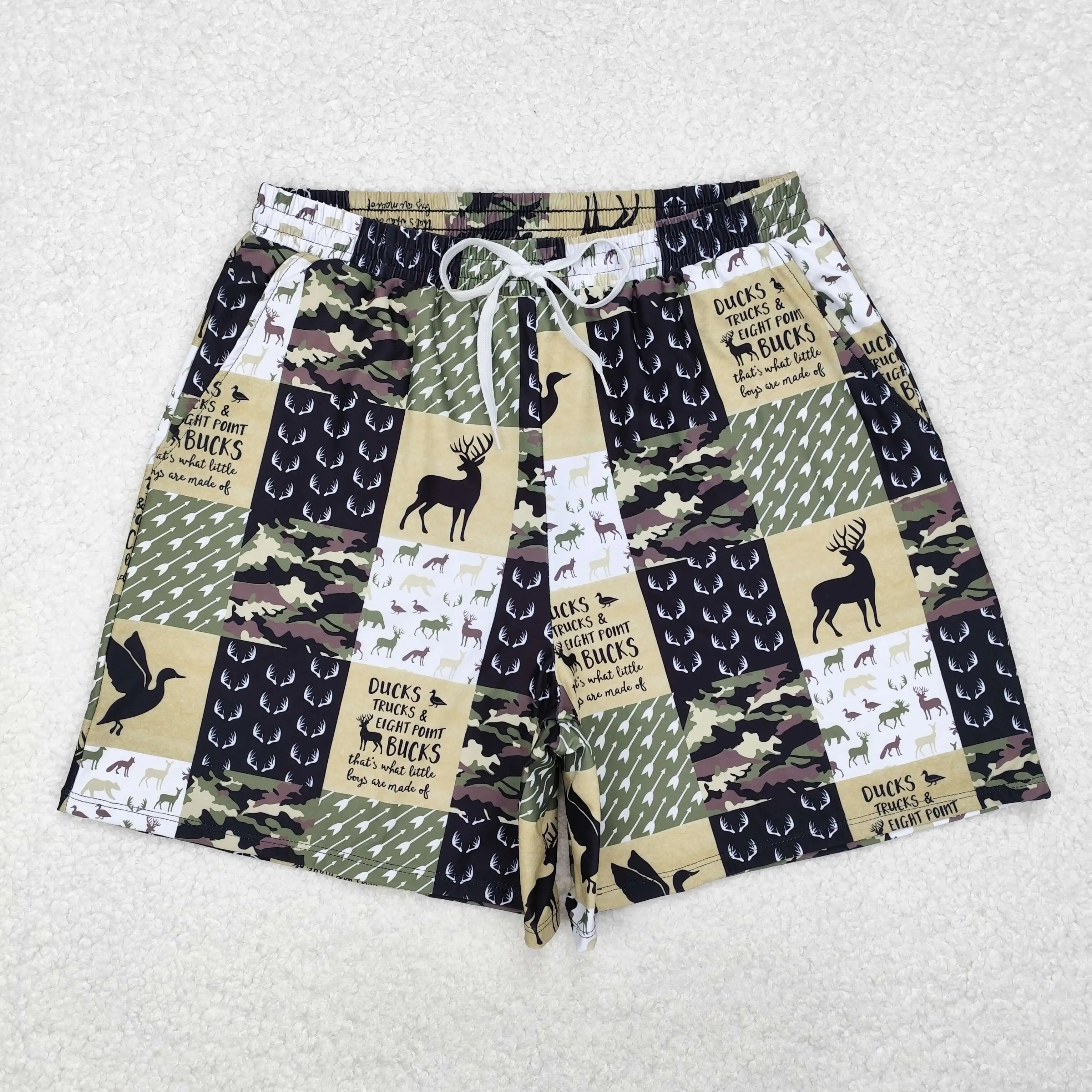 Wholesale Boutique Adult Men Camo Swimming Trunks Beachwear Man Ducks Deer Hunting Shorts Summer Swimwear Pocket Clothing